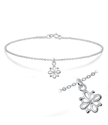 Flower and Square Silver Bracelet BRS-191